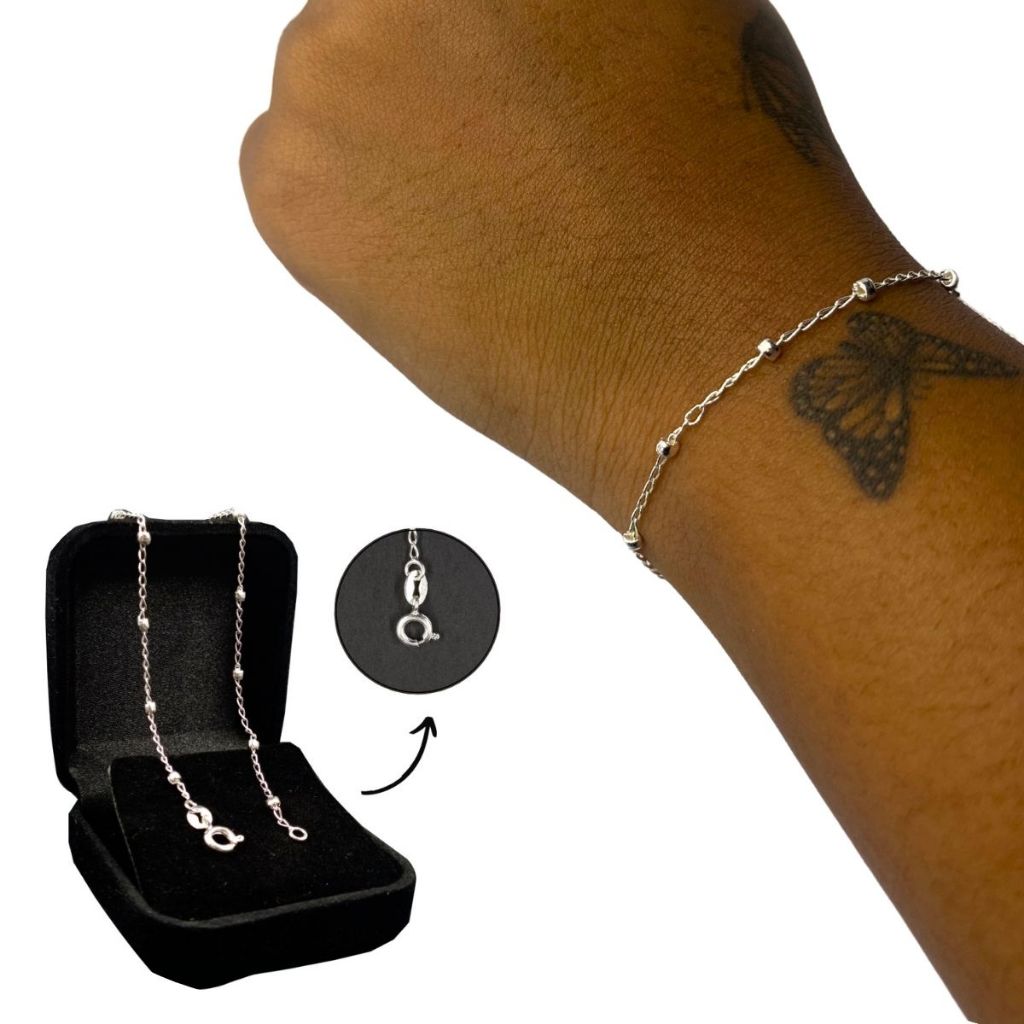 Pulseira Bolinha Grumet Feminina de Prata 925 Legitima Original em Oferta na Shopee