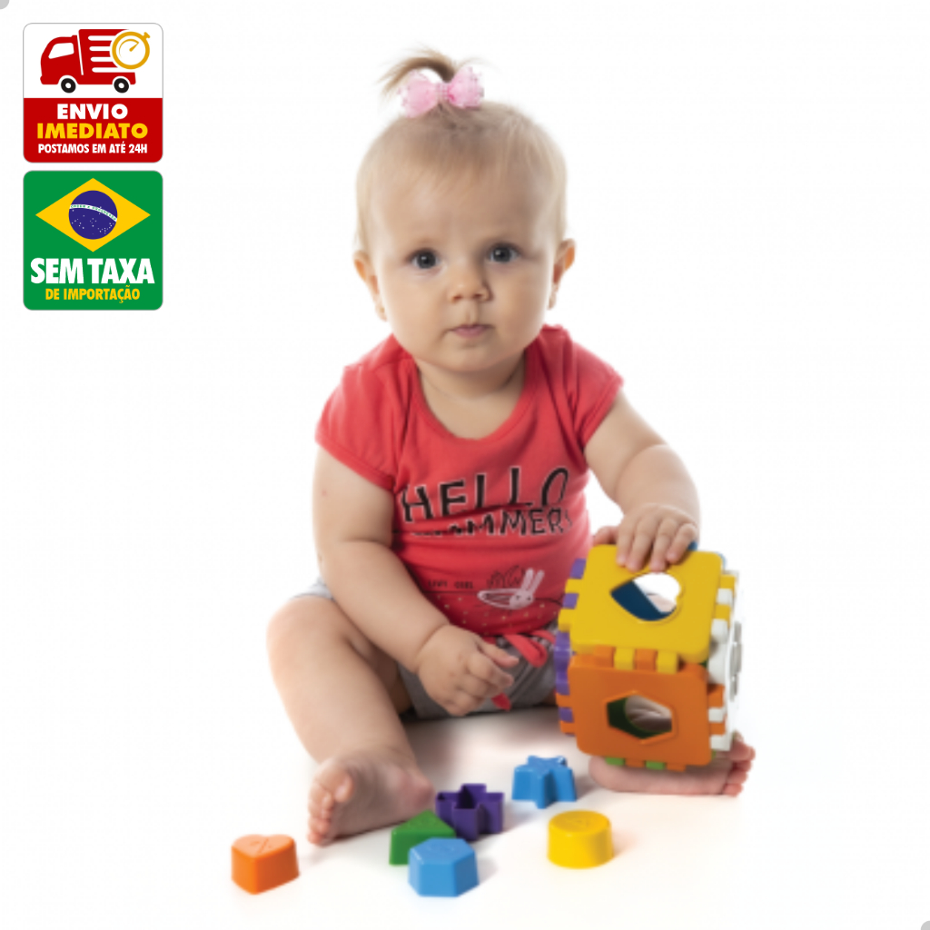 Brinquedo Educativo de Encaixar Cubo Educa Mais Baby Educativo Kendy