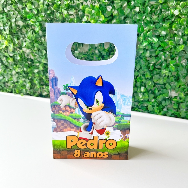 Sacolinha personalizada Sonic lembrancinha aniversário (PEGUE E MONTE)