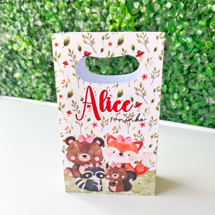 Sacolinha personalizada Bosque Encantado lembrancinha aniversário (PEGUE E MONTE)