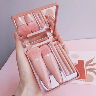 KIT 3 6 ou 12 Mini Espelho De Maquiagem Portátil Com 5 Pcs Pincéis Maquiagem Mão Bolso Dobrável Variações