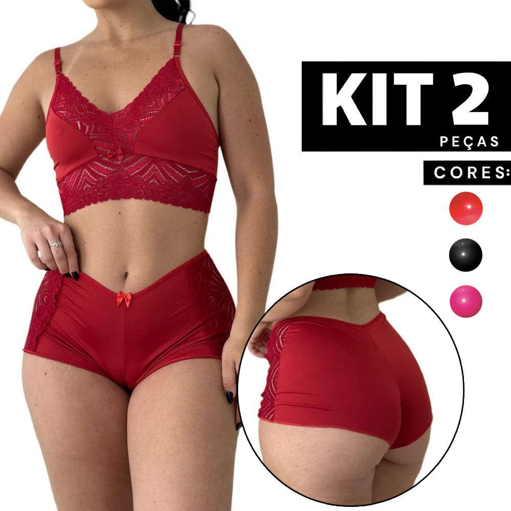 Kit 2 ou 1 Baby Doll Short Curto com Detalhes em Renda Confortável Roupa de Dormir Pijama Feminino