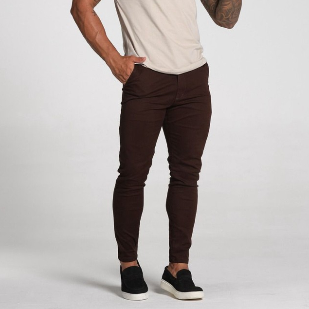 Calça Sarja Alfaiataria Marrom Masculina Skinny Codi Jeans Semi Social Casual Cor Chocolate Premium