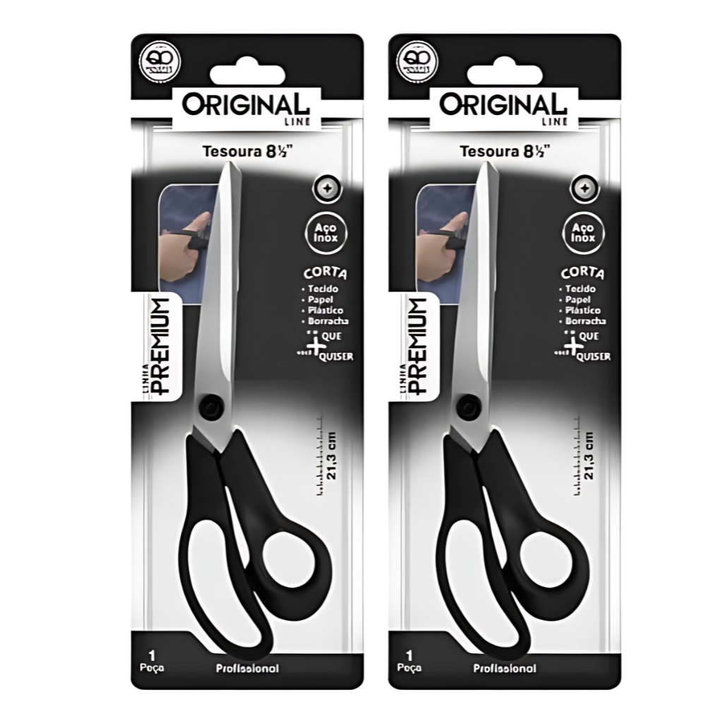Tesoura 8-1/2 Linha Premium, Kit Com Duas Tesouras