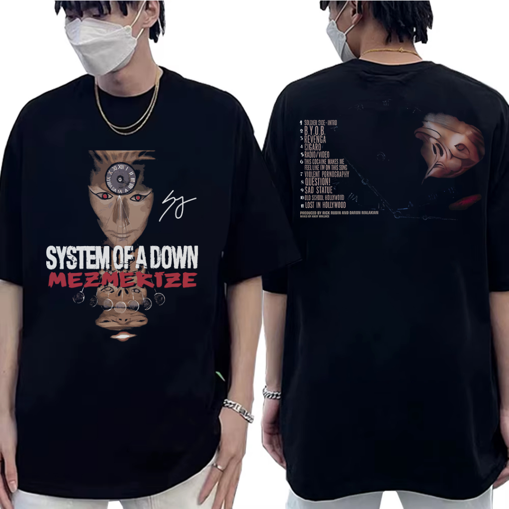 Camiseta Básica Unissex Algodão System Of A Down Mezmerize em Oferta na Shopee