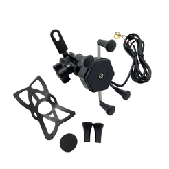 Suporte Celular Gps Zouil para Moto com Carregador Usb Fixação Retrovisor