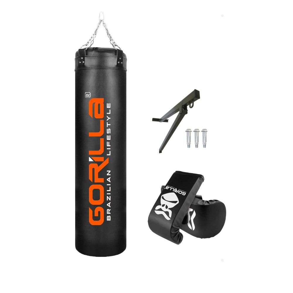Saco Pancada Profissional 180Cm Com Luva Bate Saco Adulto + Suporte De Parede Resistente Gorila