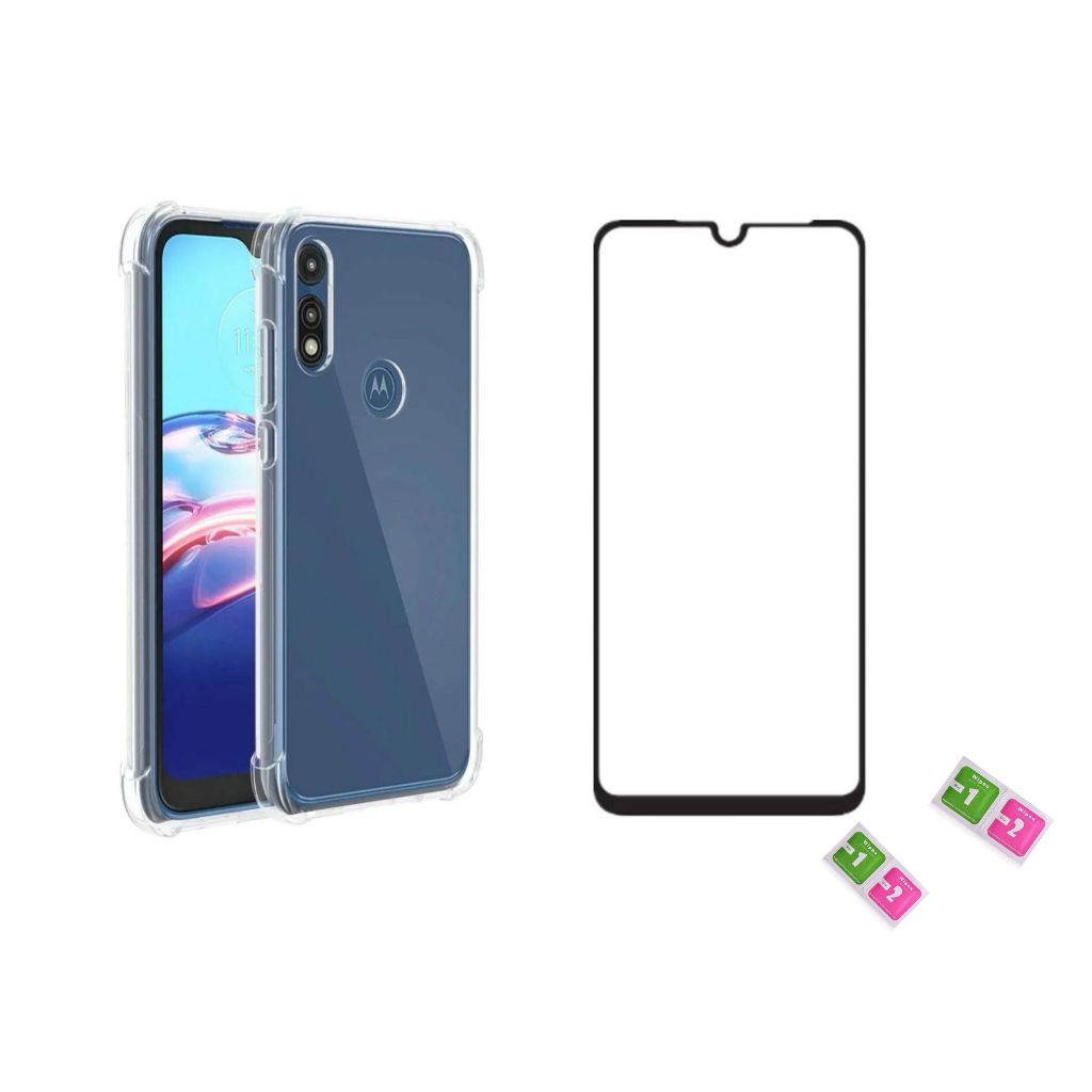 Capa Capinha Motorola E6 plus Anti Impacto Transparente + película Vrido 3D / 9D em Oferta na Shopee