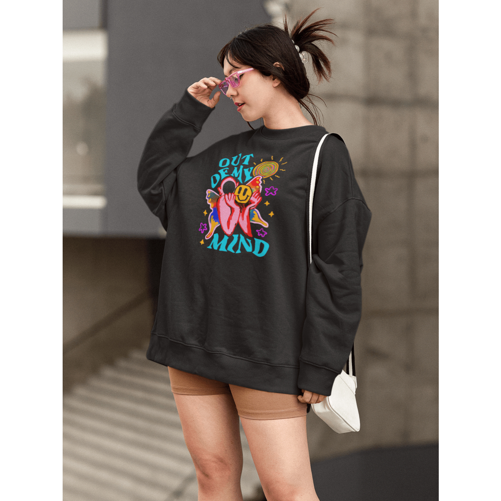 Moletom Blusa de Frio Básico Estiloso Feminino Estampado Gola Redonda Confortável 100% Algodão - Mind