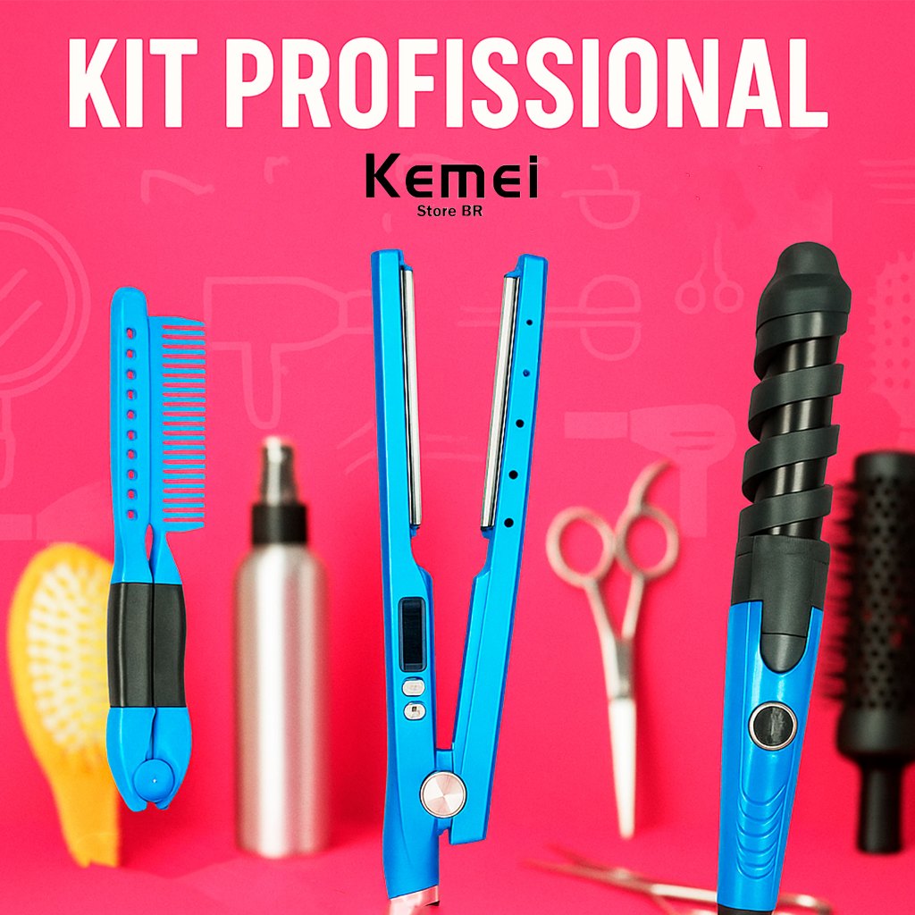 kit 3 Chapinha Profissional + Prancha Titânio + Pente Voltagem 110V  Oferta Envio Hoje - Beauty