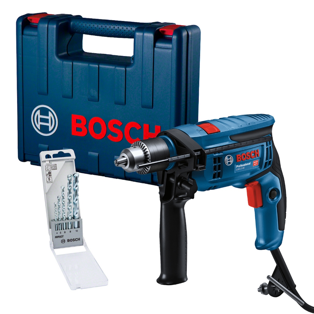 Furadeira Martelete De 13mm Bosch Gsb 13 Re 750w + Kit 5 Brocas + Maleta De Transporte 127v