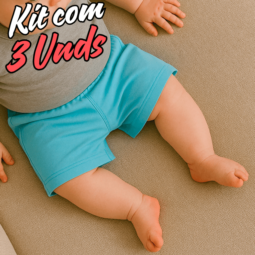 Kit 3 Shorts Bebê BB Infantil Menino Menina Unissex Algodão