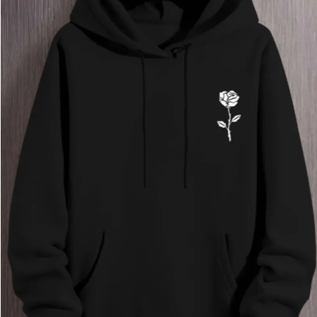 Blusa Moletom Canguru Flor Minimalista Unissex Confortável Algodão