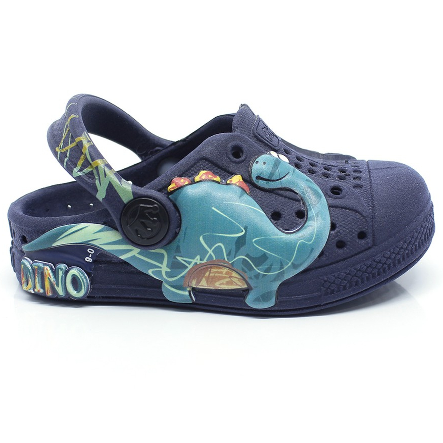 Sandália Chinelo Original Babuche Papete Chinelo Infantil Plugt Menino Dinossauro Azul Marinho em Oferta na Shopee