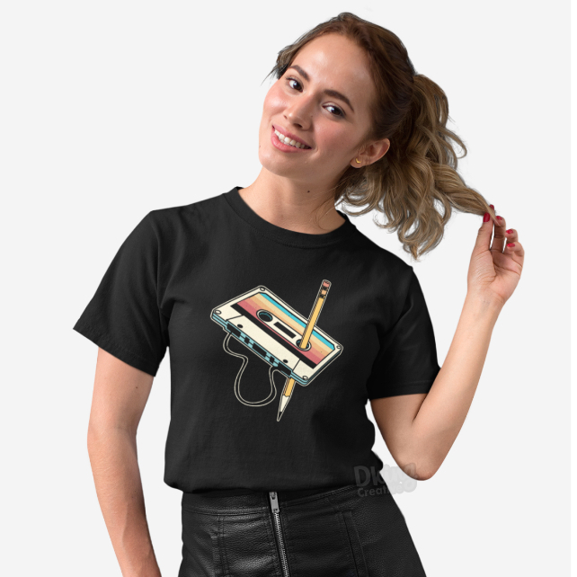 Camiseta ou Baby Look Fita Cassete Anos 80 Clássico Estilosa Retrô Presente Tshirt Algodão Camisa