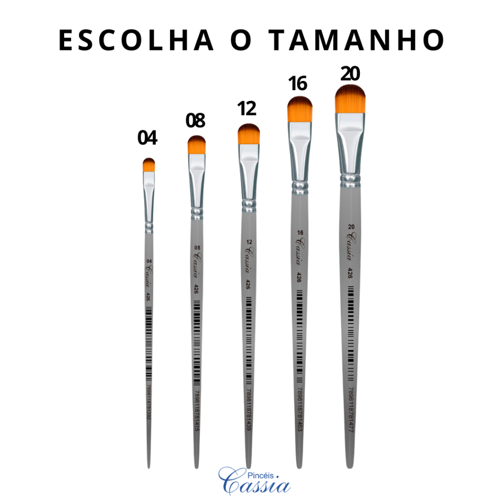 Pincel Lingua de gato Artesanato Cabo Curto Ref.426 - Pincéis Cassia (Escolha o Tamanho)