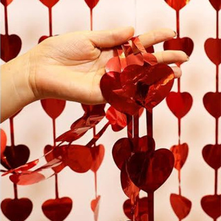 Cortina De Coração Papel Metalizado Vermelho em Oferta na Shopee