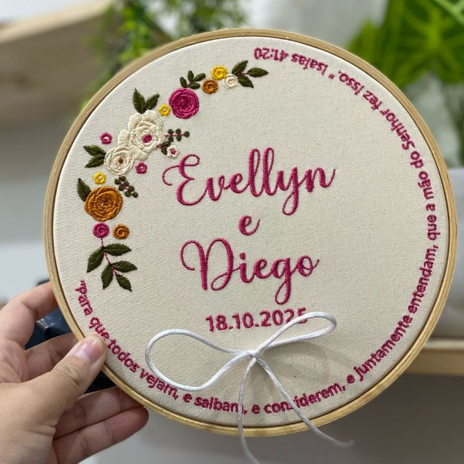 Bastidor Porta Alianças Bordado em Oferta na Shopee
