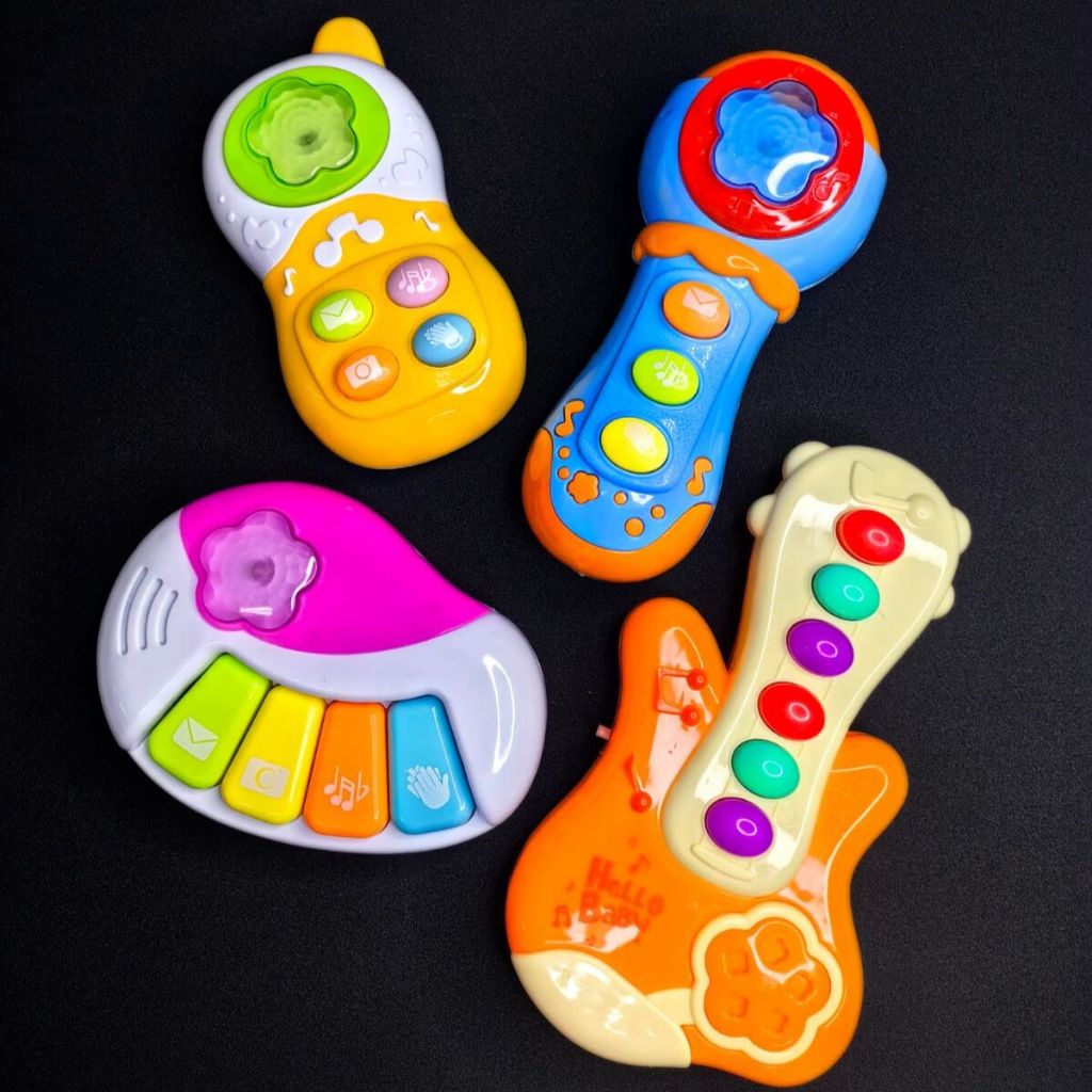 Brinquedo Musical Infantil Baby Magic Com Luz Brinquedo Criança Bebe Som Pandeiro Guitarra Piano