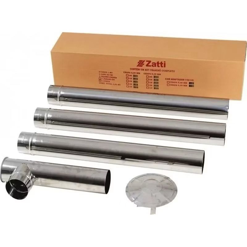 Kit Chaminé para Cano Fogão a Lenha 5 Peças Aço Inox Alta Durabilidade - Zatti