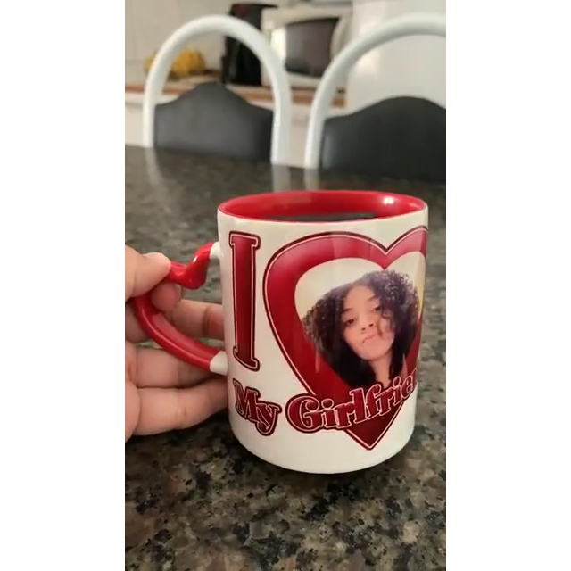 Detalhes do Caneca Alça Coração Personalizada Com Foto - I love My Boyfriend ou My Girlfriend