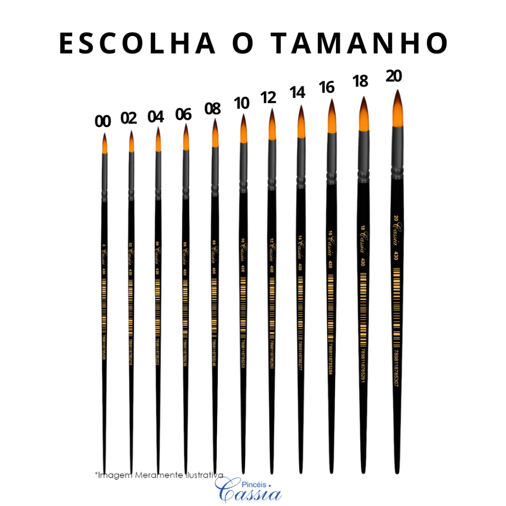 Pincel Redondo Cabo Médio Ref.430 - Pincéis Cassia (Escolha o Tamanho)