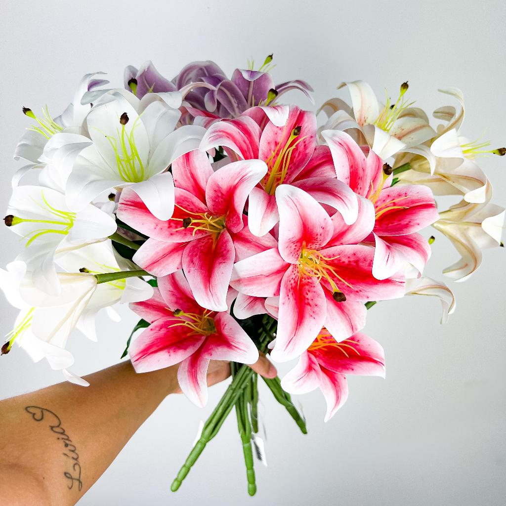 Buquê Lírio Artificial Realista Grande Toque Real Silicone Decoração Arranjo, Casa NR801189 em Oferta na Shopee
