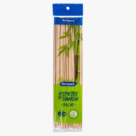 50 Palitos De Bambu Espeto Churrasco 18, 25, 30 cm ou Vareta 40 cm para Algodão Doce Bompack - Forte