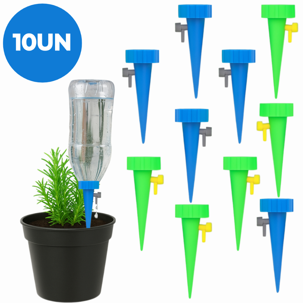 10 Irrigador Kit Automático Gotejadores p/ Plantas – Ideal para Viagem, Jardim, Horta e Vaso