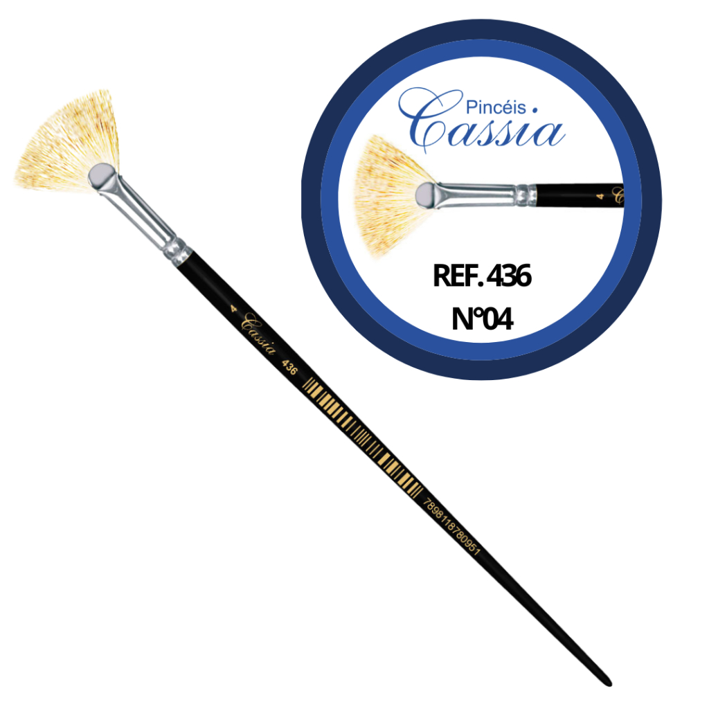 Pincel Leque Artesanato Cerdas Chinesas Cabo Longo Ref.436 - Pincéis Cassia