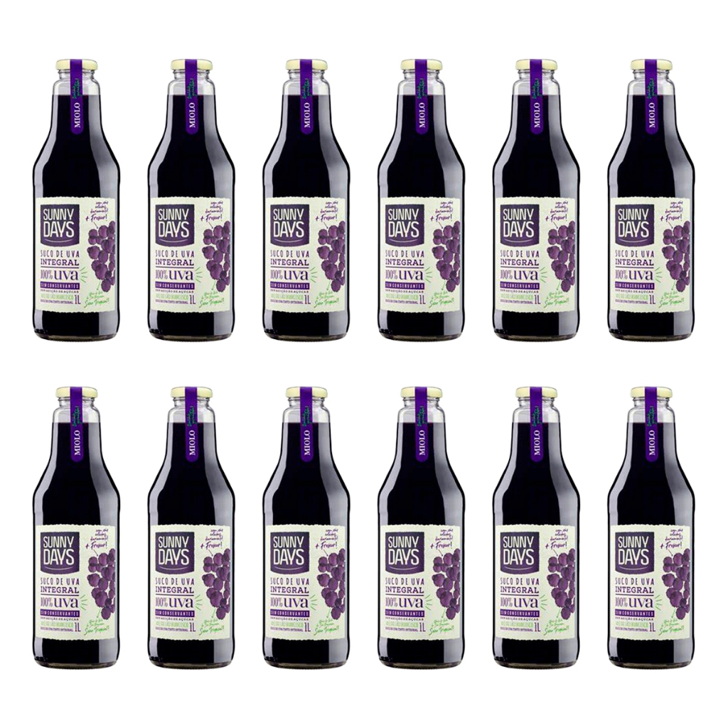Kit 12 un Suco de Uva Tinto 100% Integral Sunny Vibes 300ml - Food & Beverages