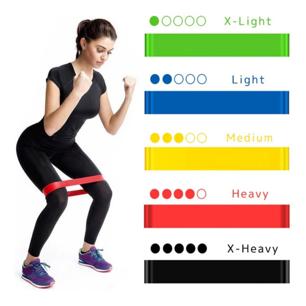 Kit 5 Faixas Elásticas Para Exercícios Multifuncional Yoga Fisioterapia Pilates Funcional e Treino