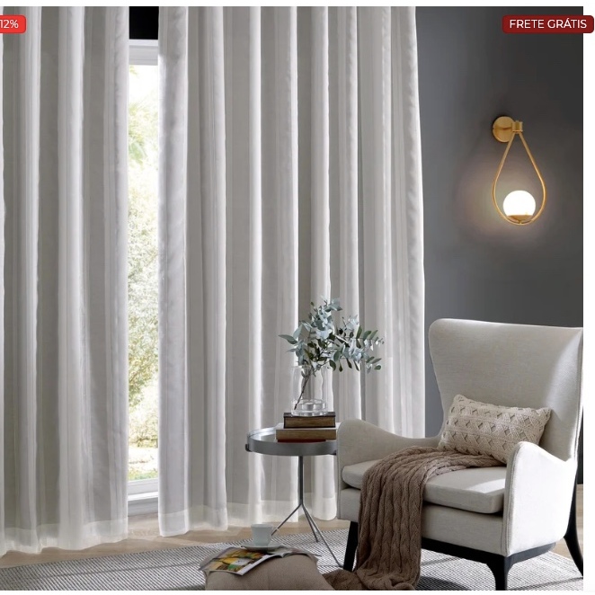 Cortina Blackout Com Voil CORTALUZ 100% p sala/quarto/escritório em Oferta na Shopee