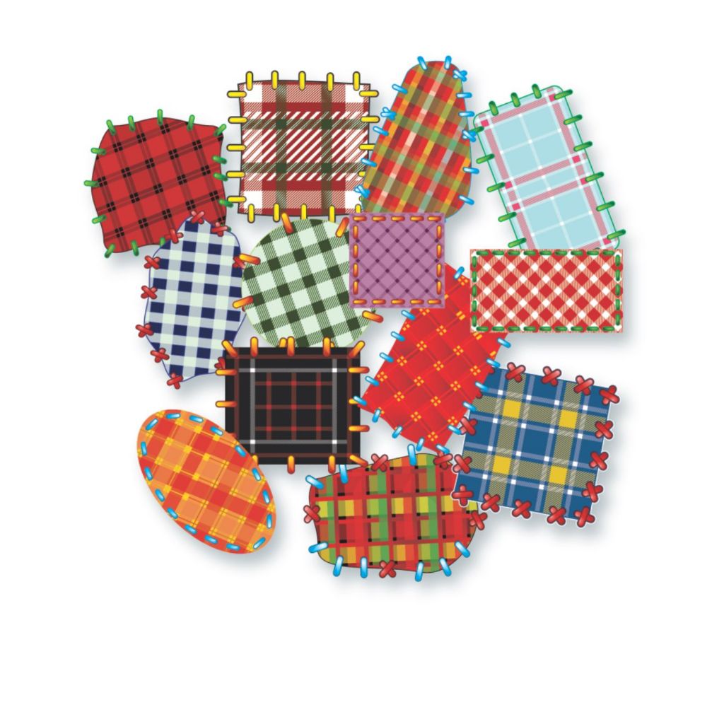 Kit de Adesivos Estilo Retalho com 13 | 26 | 38 | 52 unidades – Decoração Remendos Junina para Roupas, Chapéus, Sacolas