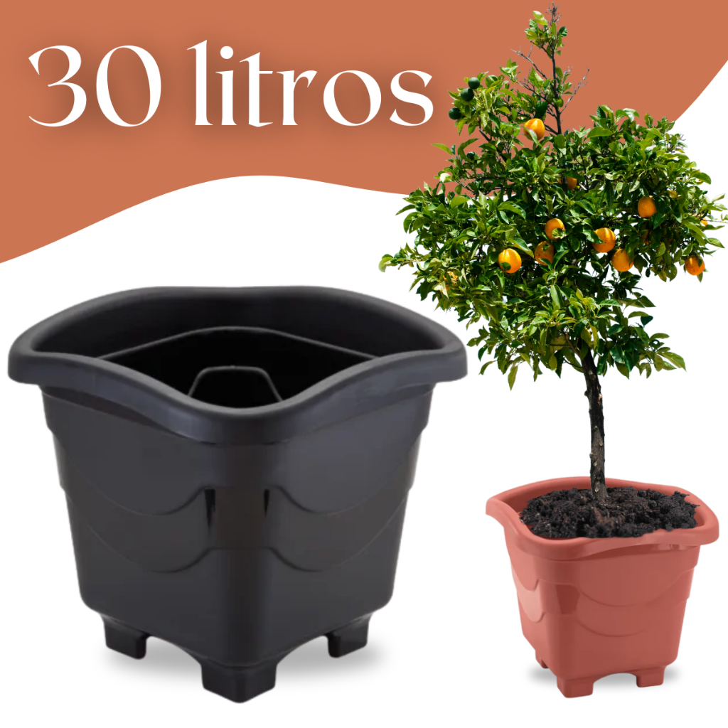 Vaso de Planta - 30 litros - Preto ou Marrom - Pote Decorativo de Jardim Plástico Cachepot Árvore Grande