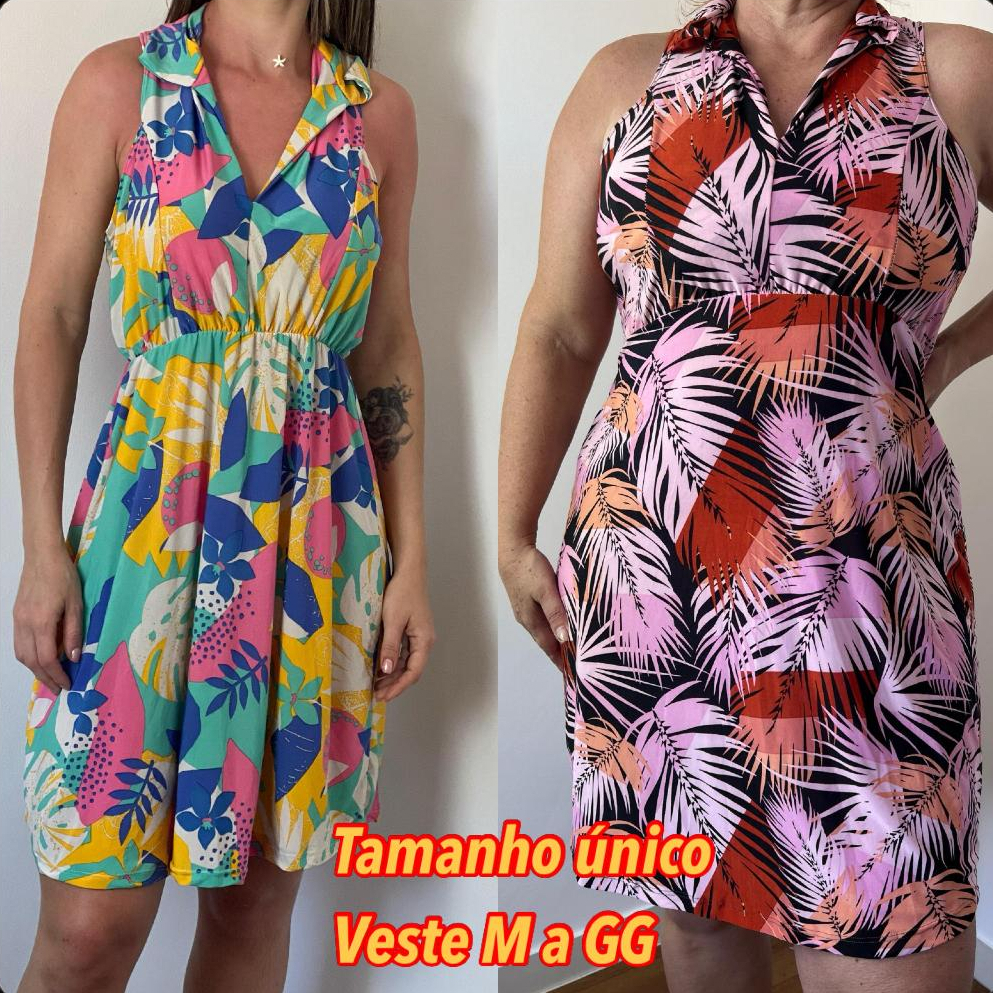 Vestido Moda Casual Plus Size Gola Polo Sem Mangas Liganete em Oferta na Shopee
