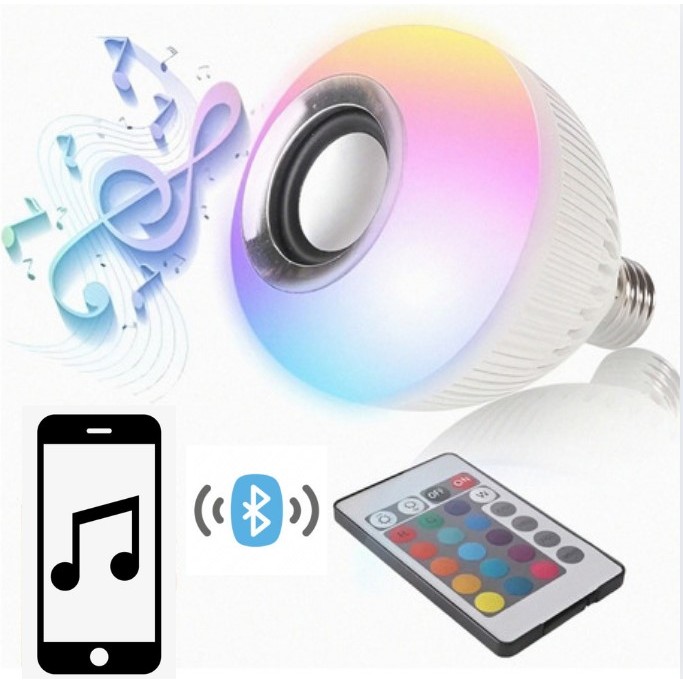 Lâmpada Musical Bluetooth LED RGB com Controle Remoto | Caixa de Som Integrada E27 Bivolt