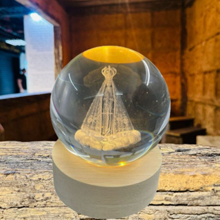 Luminária Mesa Bola de Cristal Catolica Base Madeira Nossa Senhora Bivolt com Luz LED 3d Decorativa em Oferta na Shopee