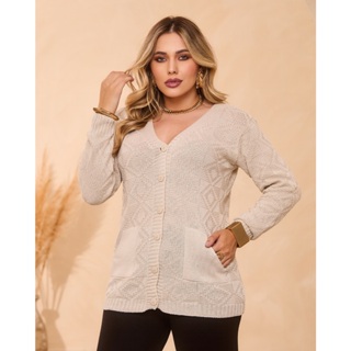 Blusa De Frio Cardigan Casaco Feminino Trico Inverno Lã G GG em Oferta na Shopee