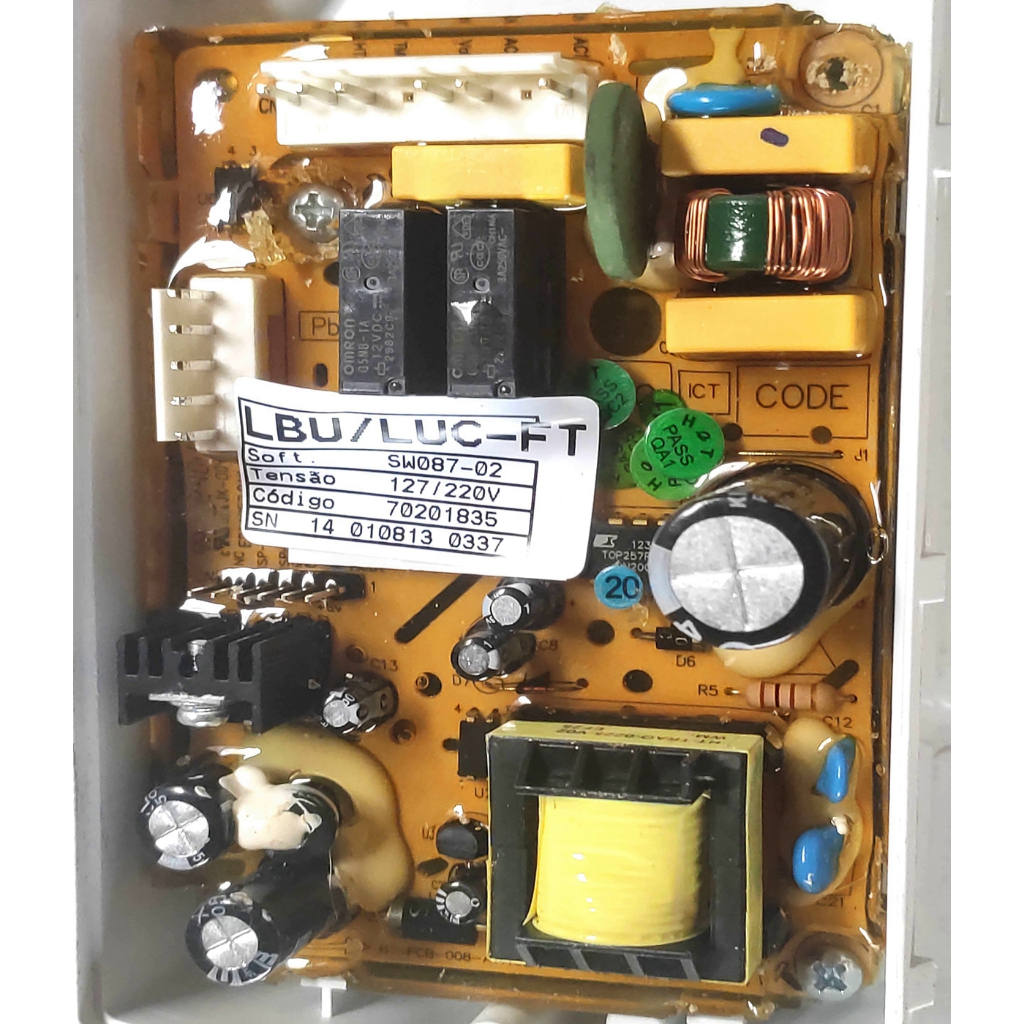 PLACA FONTE PARA LAVADORA ELETROLUX (FONTE ULTRA CLEAN) MODELOS LBU15, LBU16, LC10 Seminova