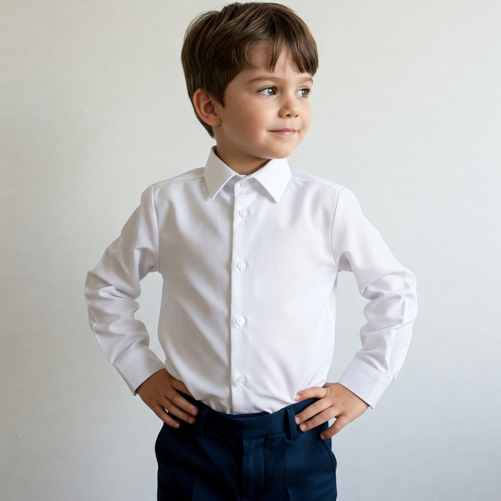 CAMISA  INFANTIL MANGA LONGA BRANCA PREMIUM 2-10 ANOS