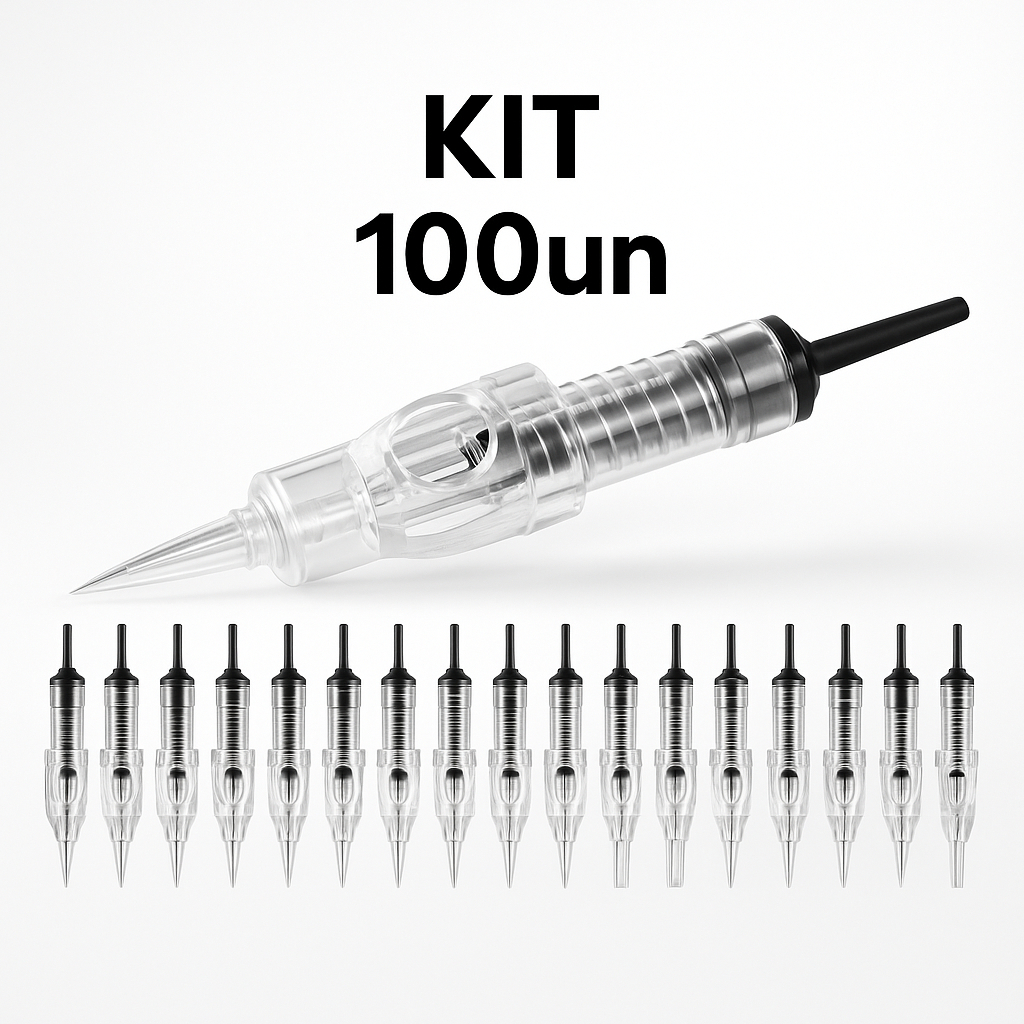 100 Agulhas Dermografo Easy Click 1 Ponta/ 2 Pontas/ 3 Pontas/ 5 Pontas Kit com 100 Unidades