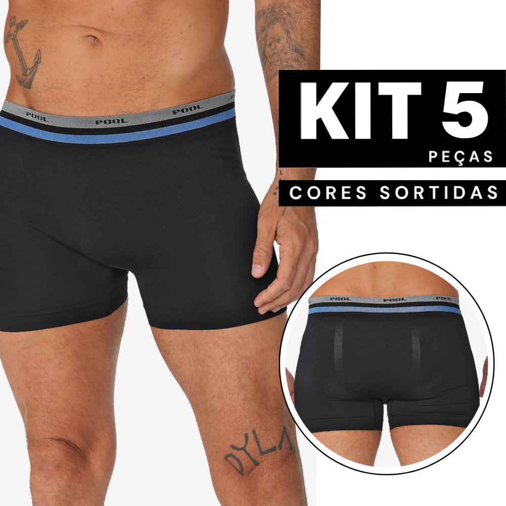 Kit 1 à 5 Cueca Box Masculina Adulta Lisa Boxer Revenda Confortável Dia a Dia Barata Respirável