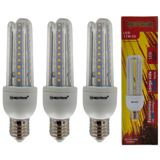 KIT 3 Lâmpadas Led Compacta 12W 3000K Luz Amarela Branca Quente Bivolt 110/220V 3U Casa Espiga Milho em Oferta na Shopee