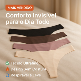 Calcinhas Fio Dental Corte a Laser Sem Costura Acabamento Premium em Oferta na Shopee