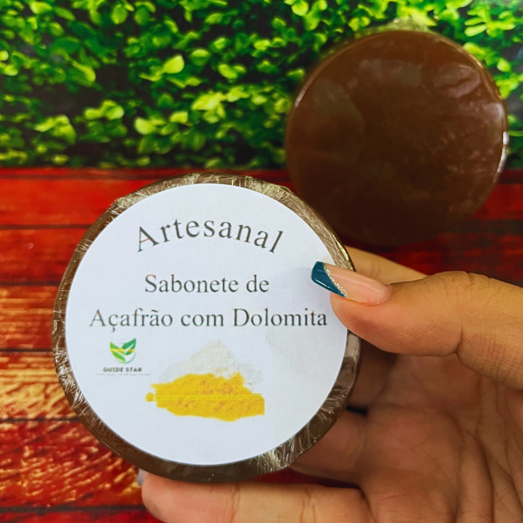 Sabonete Açafrão com Dolomita depilação Natural Artesanal 90g em Oferta na Shopee
