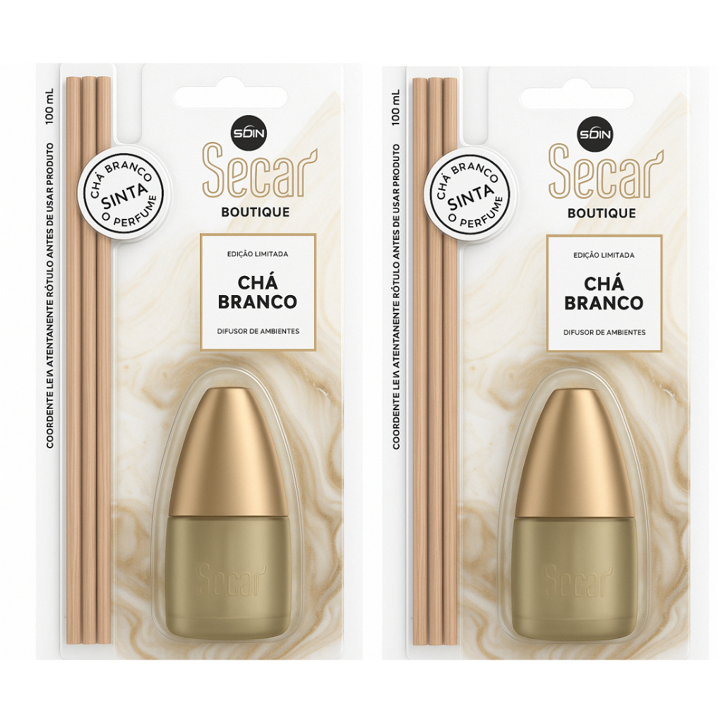 Novo Difusor Secar Chá Branco Boutique 2un - 100ml Cheiro