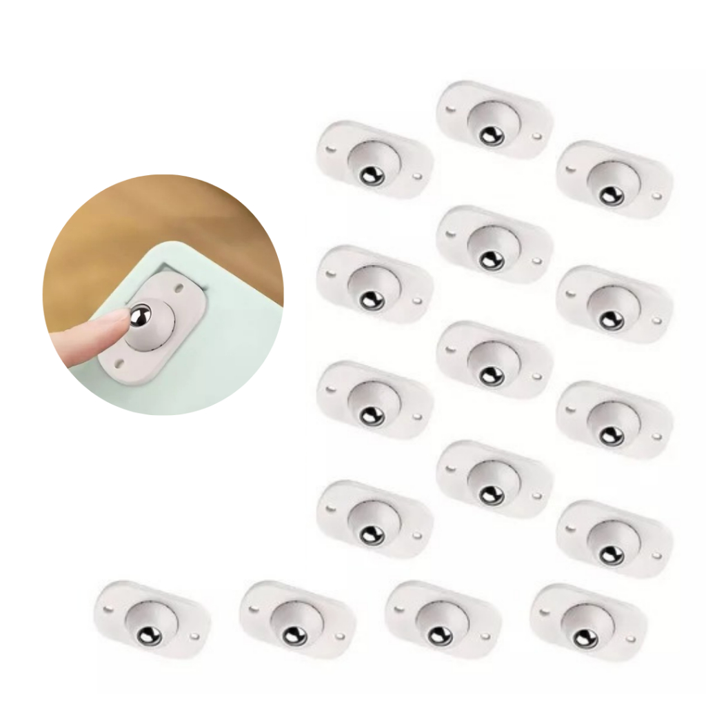 Kit Conjunto Rodinhas Autoadesivas Esfera Rodizio De Aço Inoxidável Rotação 360° em Oferta na Shopee