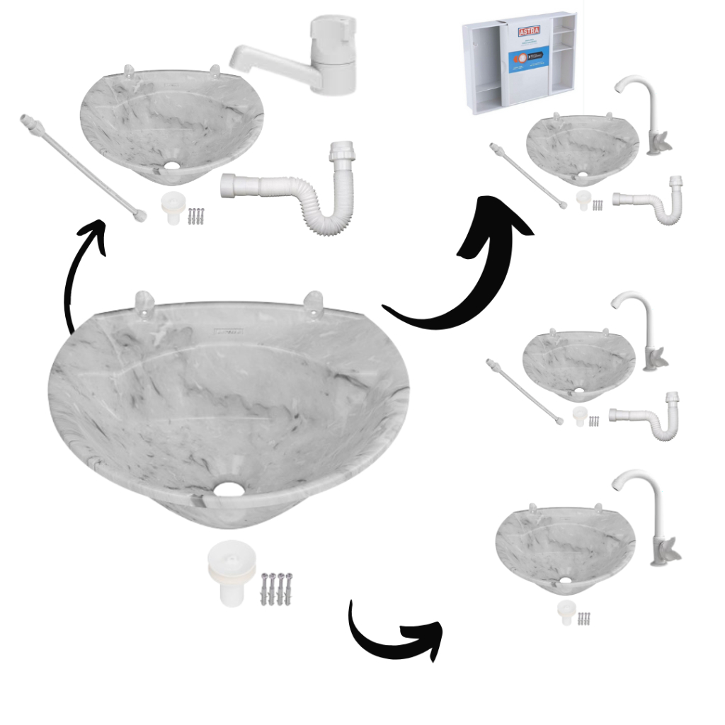 LAVATORIO MARMORIZADO ASTRA 36CMX28CM em Oferta na Shopee