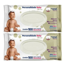 Toalha Umedecida Personalidade Baby Total Care com 100 lenços Kit com 2 pacotes